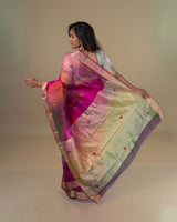 Iris Katan silk Chanderi Saree by Chowdhrain