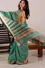 HARA SONA - Handwoven Ghicha Tussar saree by Chowdhrain