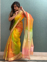 Sapphire Katan silk Chanderi Saree by Chowdhrain