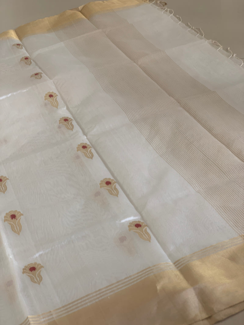 Noorie - Pure Silk Chanderi Dress Material - Ivory