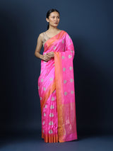 Candy Pink Chanderi Pure Silk Saree