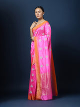Candy Pink Chanderi Pure Silk Saree