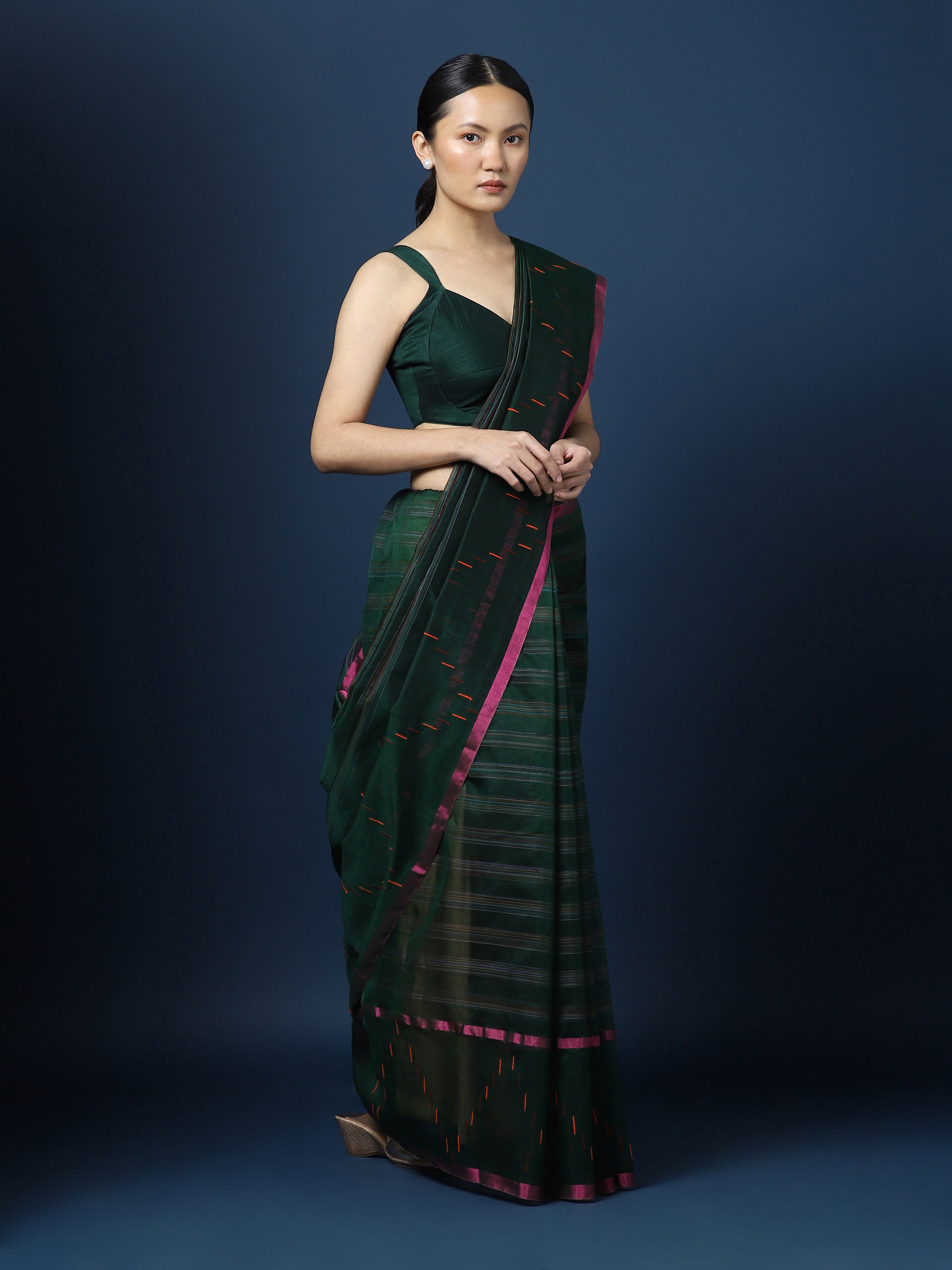 Glen Green Chanderi Saree main image 1