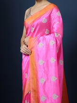 Candy Pink Chanderi Pure Silk Saree