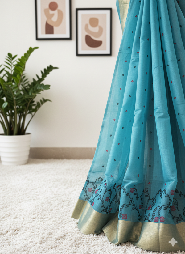 Black forest Chanderi saree