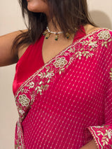 Pearl embellished leheriya Saree