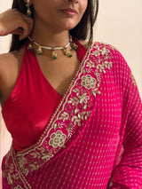 Pearl embellished leheriya Saree