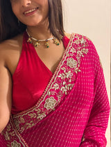 Pearl embellished leheriya Saree