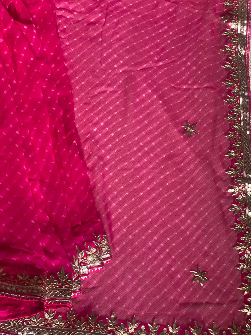 Pink Gota Patti Leheriya Saree