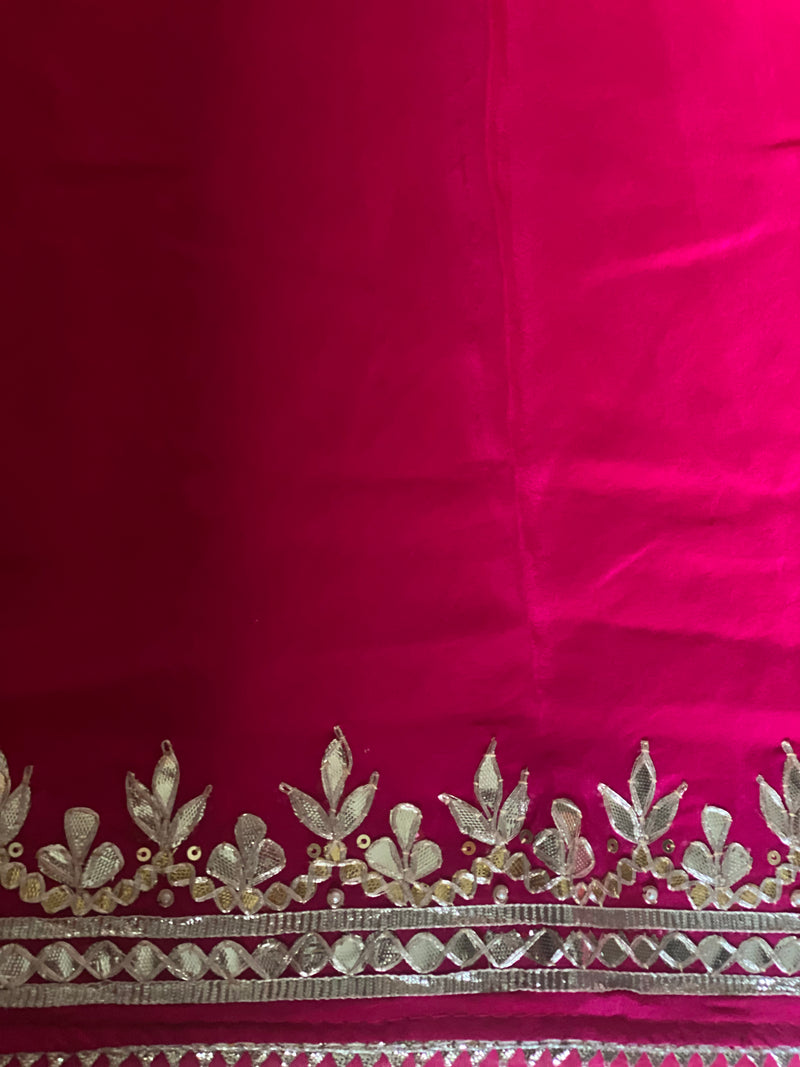 Pink Gota Patti Leheriya Saree