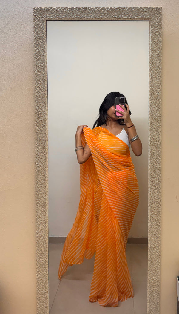 Aamiya Pure georgette Leheriya Saree