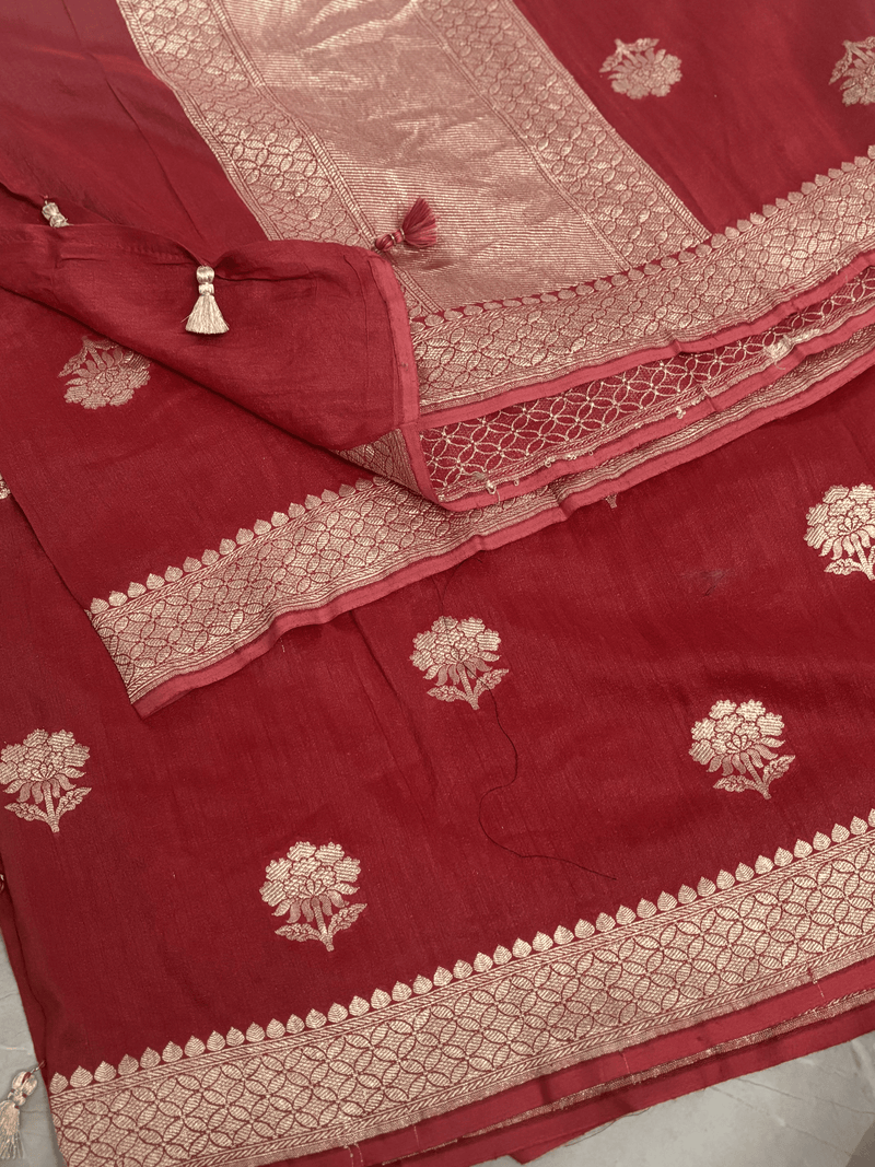 Red Pure Silk Banarasi Duppatta