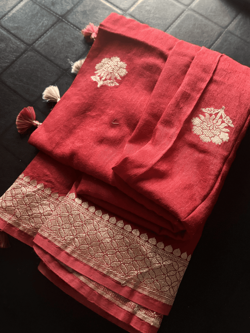 Red Pure Silk Banarasi Duppatta
