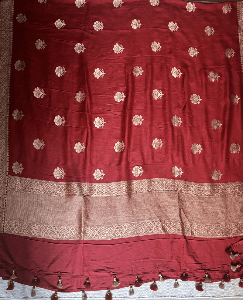 Red Pure Silk Banarasi Duppatta
