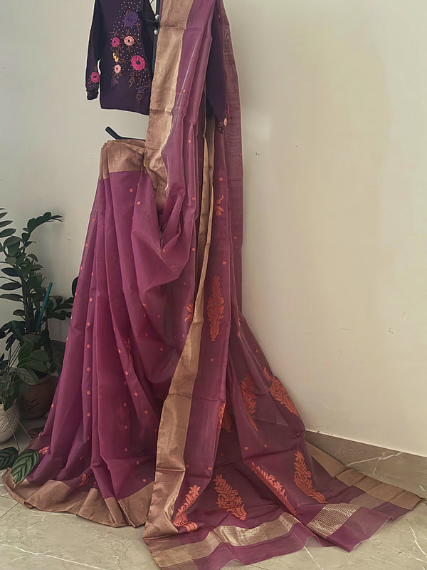 Purple Chanderi saree