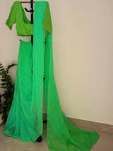 Parrot green Leheriya Saree