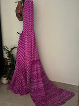 Hot Pink Georgette Bandhini Saree