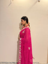 Pearl embellished leheriya Saree