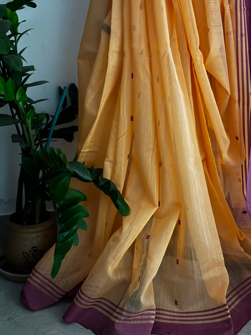 Peach Dadiya cotton chanderi saree