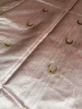 Pink dupatta with gold crescent moon designs