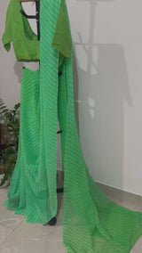 Parrot green Leheriya Saree