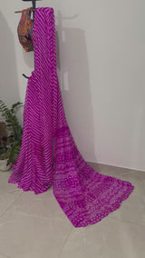 Hot Pink Georgette Bandhini Saree
