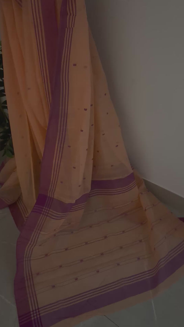 Peach Dadiya cotton chanderi saree