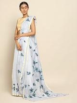 Blue Petals Handpainted Chanderi Saree Chowdhrain Saree 3500.00 Chowdhrain