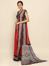 Red Ajrakh Bandhini Saree Chowdhrain Saree 8000.00 Chowdhrain