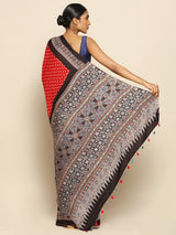Red Ajrakh Bandhini Saree Chowdhrain Saree 8000.00 Chowdhrain