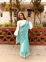 Sky Blue Chanderi Cotton Saree Chowdhrain Saree 2400.00 Chowdhrain