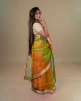 Sapphire Katan silk Chanderi Saree by Chowdhrain