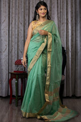 Frosty Mint Maheshwari Chowdhrain Saree