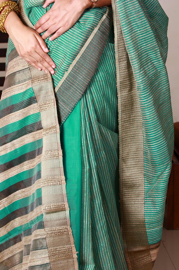 HARA SONA - Handwoven Ghicha Tussar saree by Chowdhrain