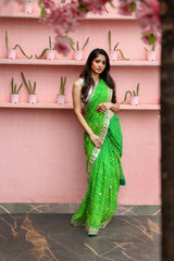 Green gota patti Leheriya Saree Chowdhrain Saree 14680.00 Chowdhrain