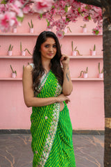 Green gota patti Leheriya Saree Chowdhrain Saree 14680.00 Chowdhrain
