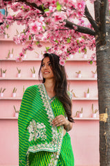 Green gota patti Leheriya Saree Chowdhrain Saree 14680.00 Chowdhrain
