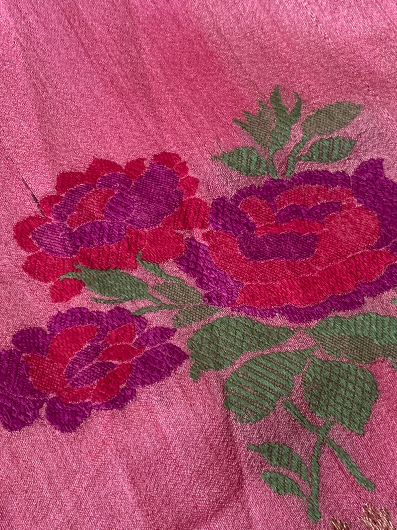 Perennial Pink Tussar Silk Saree