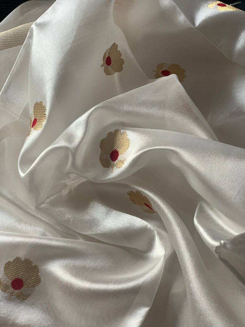 Ivory Gold Pure silk Chanderi Dress Material Ivory Gold Pure silk Chanderi Dress Material