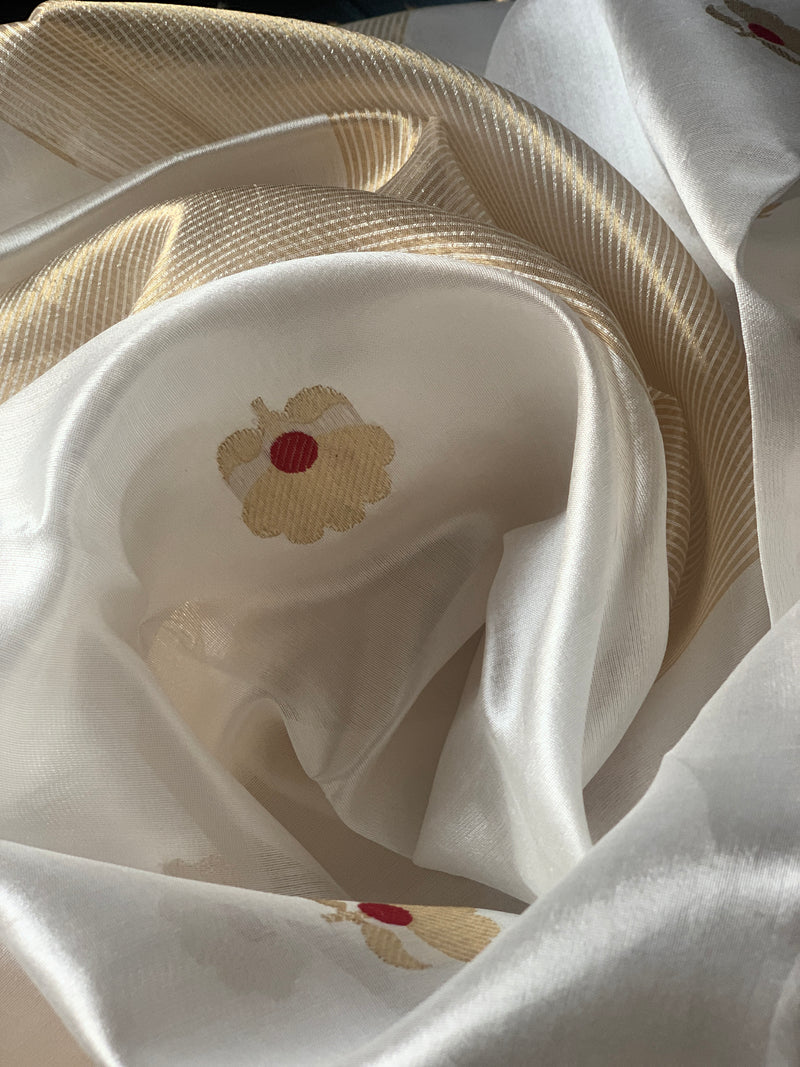 Ivory Gold Pure silk Chanderi Dress Material Ivory Gold Pure silk Chanderi Dress Material