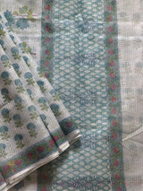 Dahlia Kota Doria Blockprinted Saree