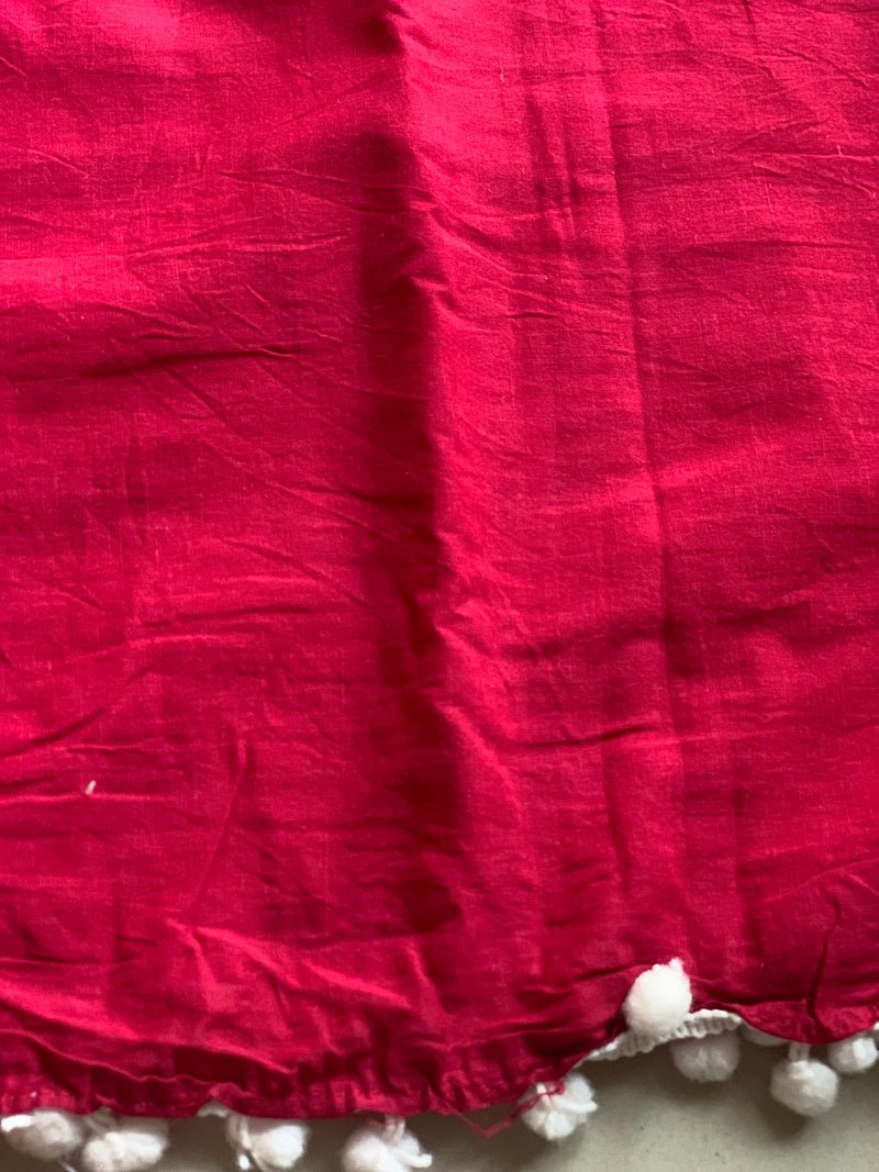 Red poppies mul cotton saree