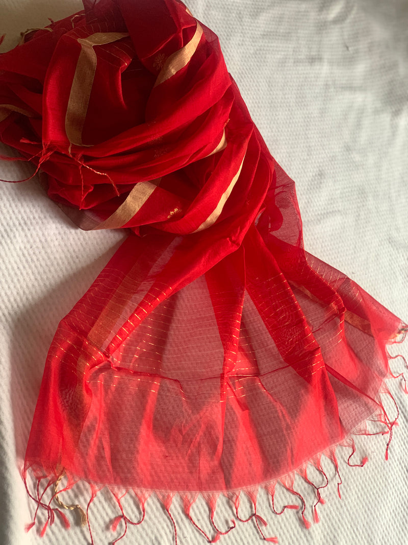 Sindoori red Chanderi Dupatta