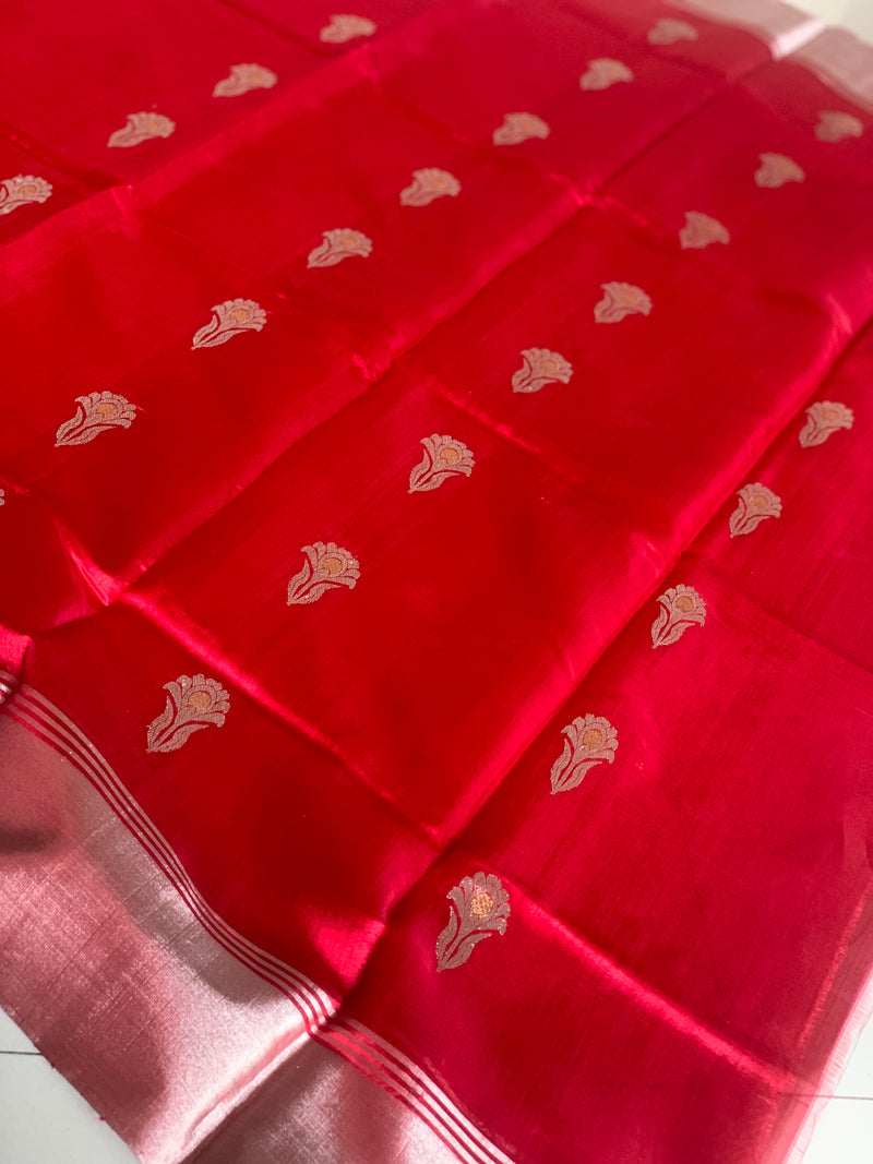 Noorie - Pure Silk Chanderi Dress Material - Red