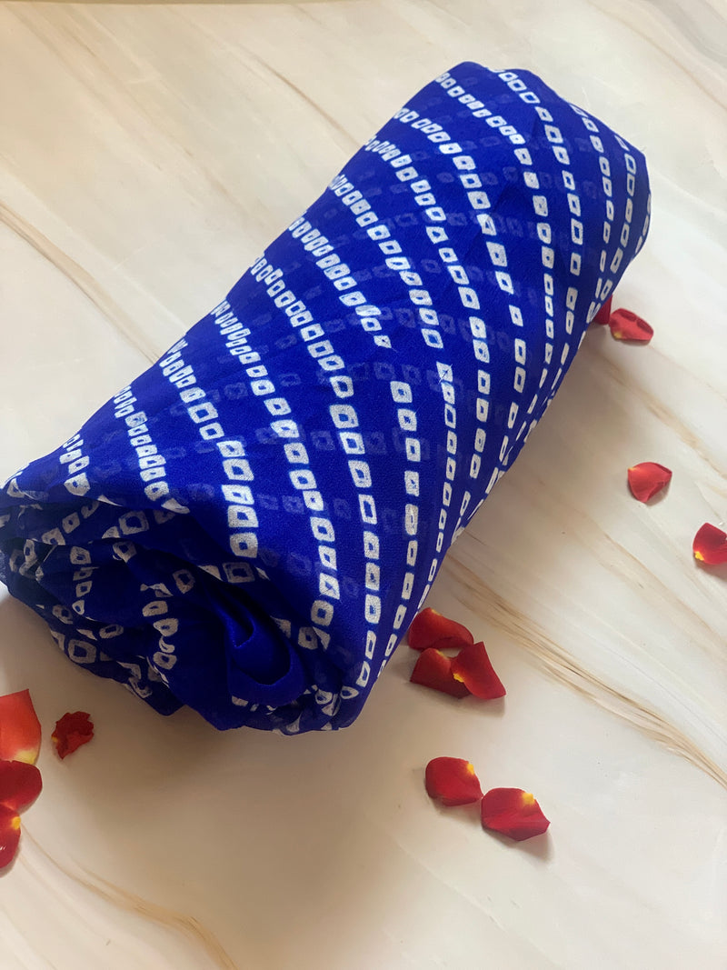 Ink Blue Bandhej Leheriya Saree