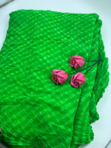 Parrot green Leheriya Saree Chowdhrain Saree 6000.00 Chowdhrain