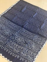 Bleeding Blue silk cotton Bandhini saree Chowdhrain Saree 3300.00 Chowdhrain