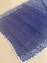 Bleeding Blue silk cotton Bandhini saree Chowdhrain Saree 3300.00 Chowdhrain