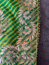 Green yellow Leheriya Saree Chowdhrain Saree 12990.00 Chowdhrain