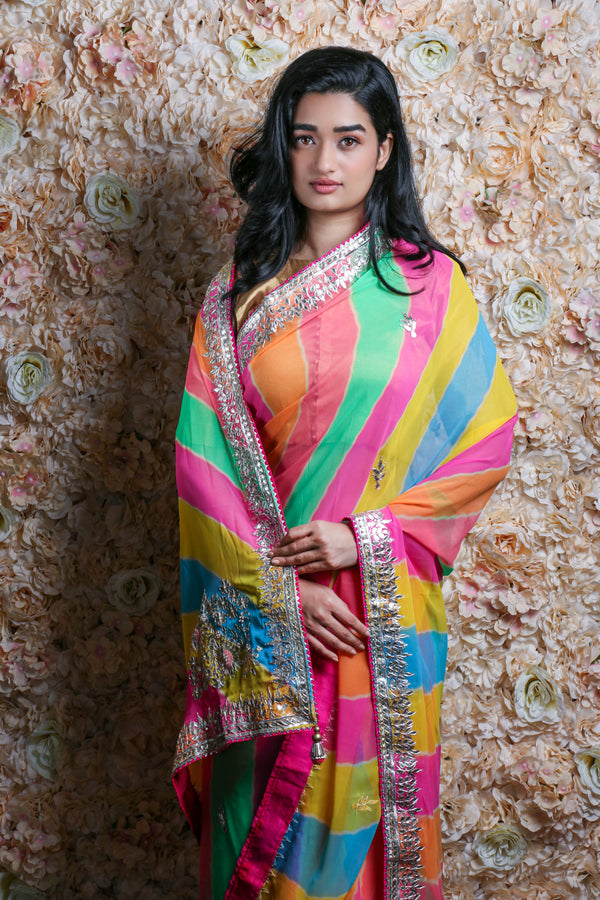 Pachrangi Leheriya Saree Chowdhrain Saree 10000.00 Chowdhrain